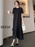 Round Neck Casual Ruffle Maxi T-Shirts Dress